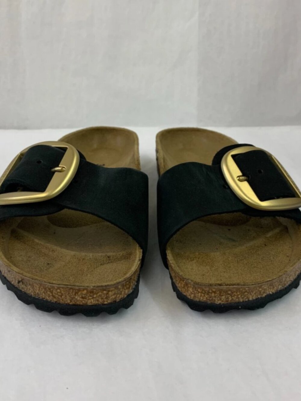 Birkenstock Madrid Big Buckle Black Nubuck Leather Regular Width Sandals